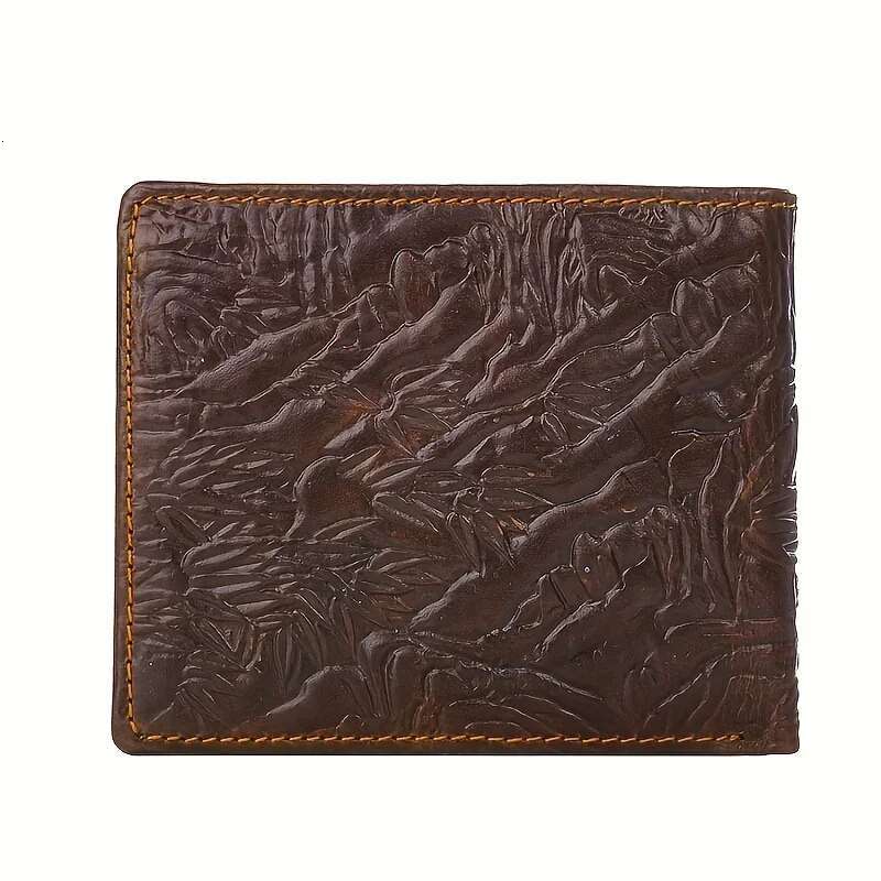 Men's Vintage Genuine Leather 3D Printed Tiger Wallet Card Holder