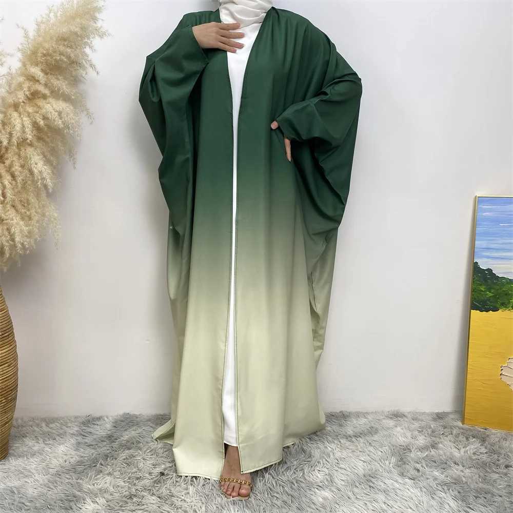 Middle East Muslim fashion new hot Dubai cardigan robe Arab Turkey long-slved gradual change dress Islamic women loose e X250514