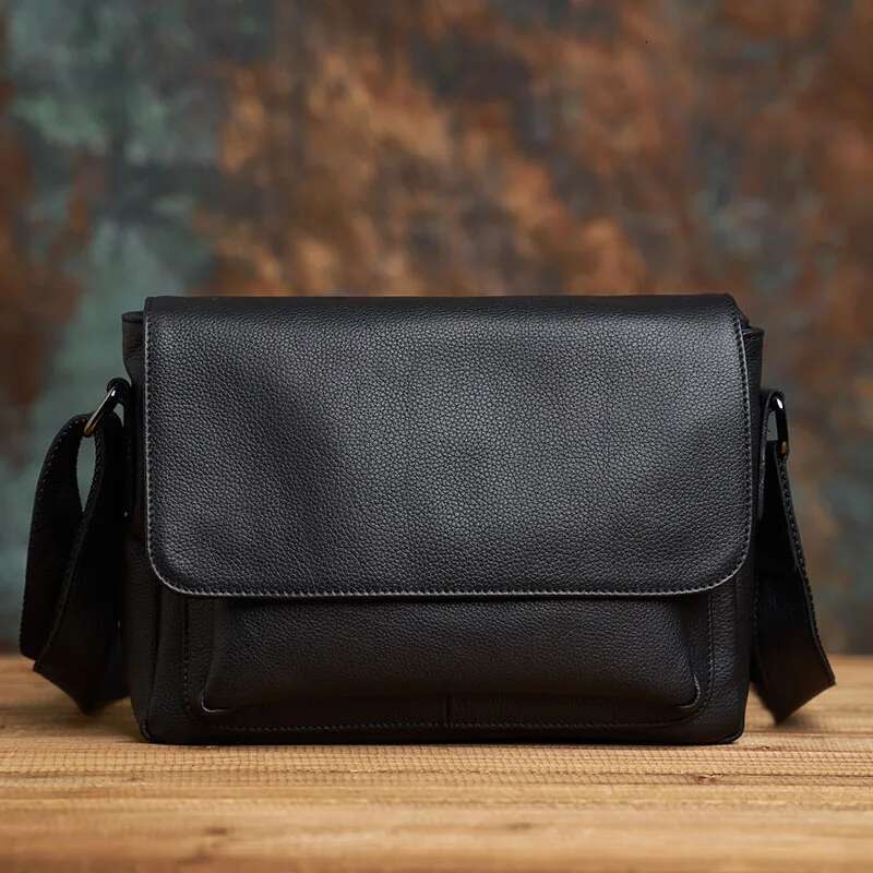 NASVA Genuine Shoulder Casual Retro Simple Business Trend Handmade Messenger Leather Bag For 9.7 In Ipad
