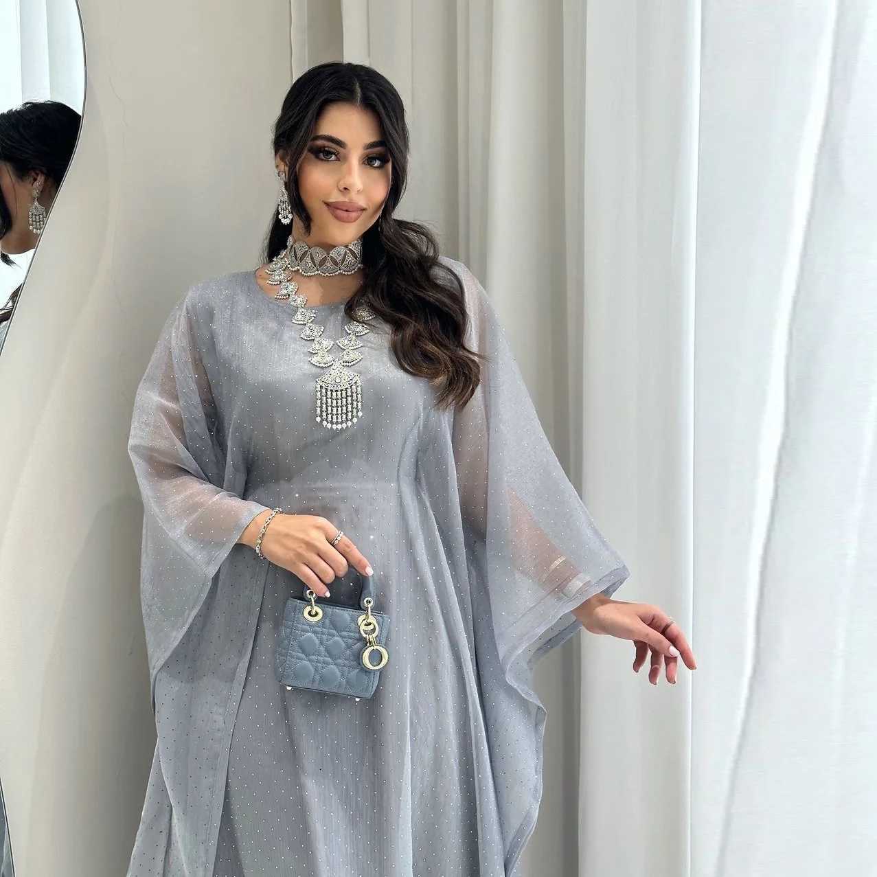 Morocco Dubai Diamonds Abayas for Women Muslim Modest Dress Batwing Slve Kaftan Jalabiya Ka Eid Djellaba Caftan Robe Arab X250514