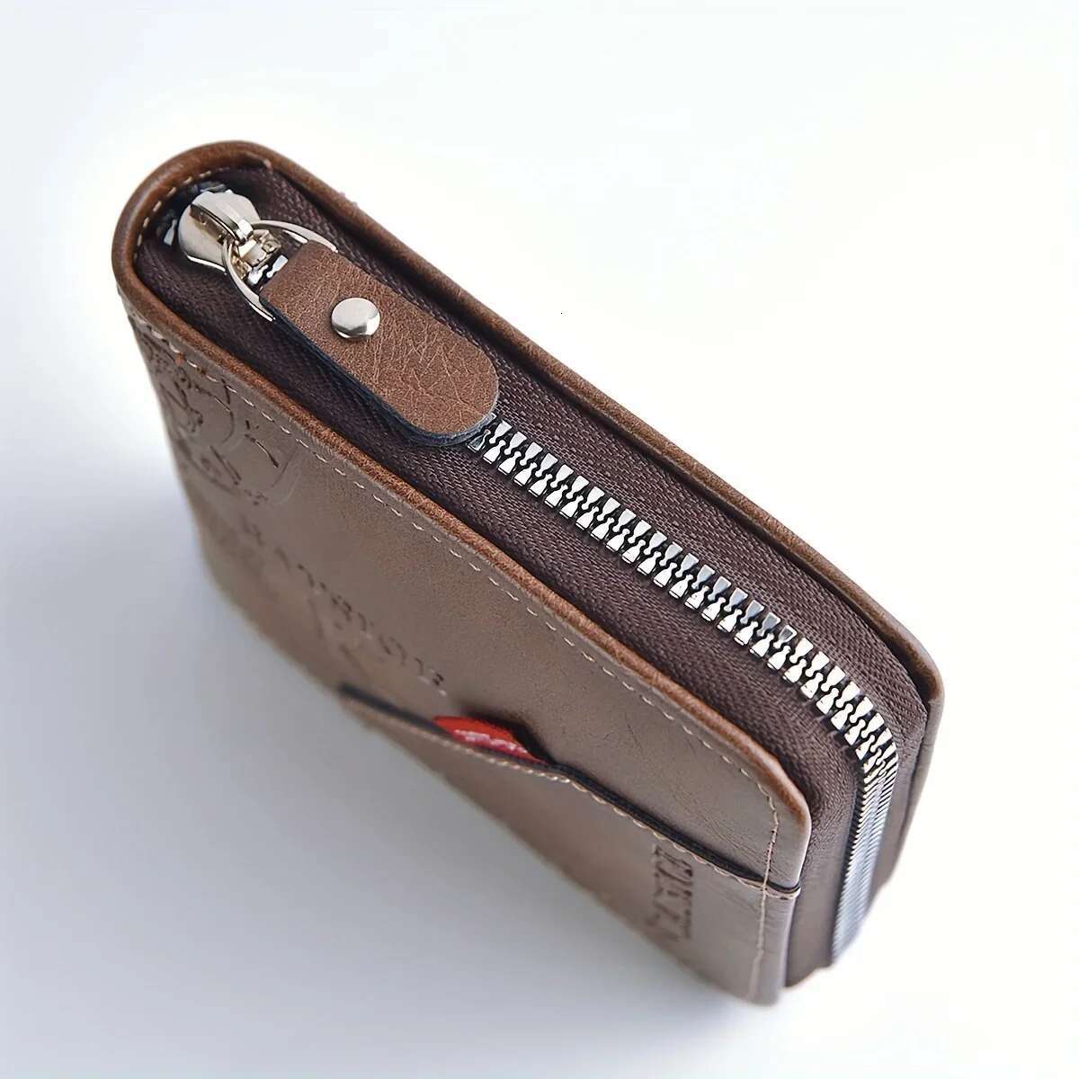 Men's Wallet Made of PU Wax Oil Skin for Men Short Male Card Holder Wallets Zipper Around Money Coin Purse