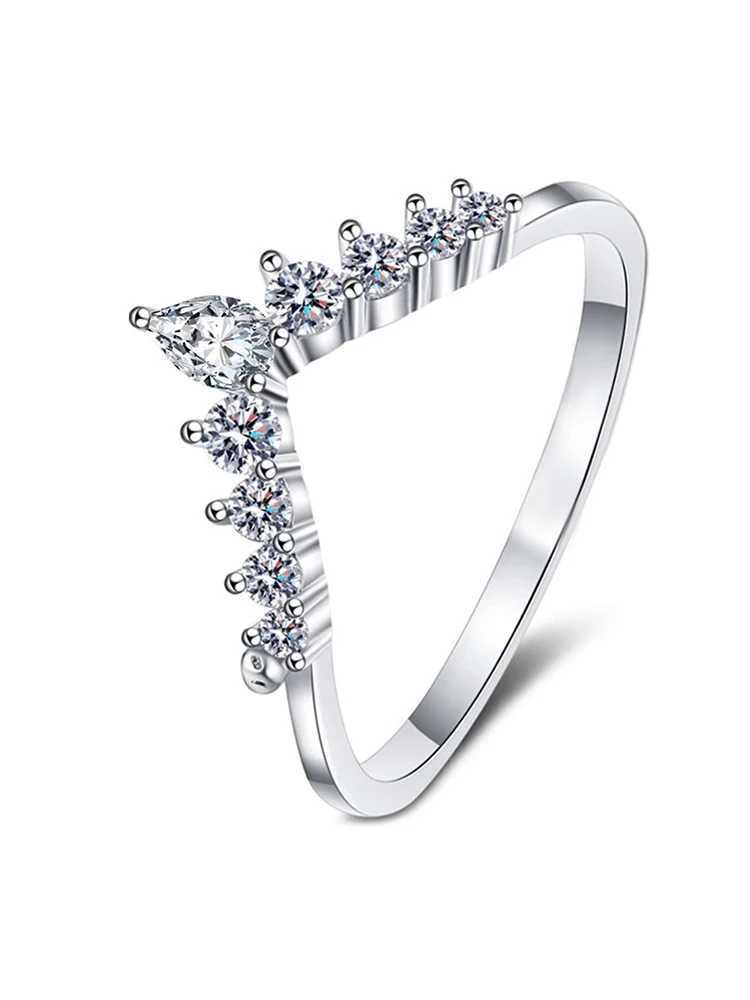 925 Sterling Silver Simplicity Classic V-Shed Water Droplet Ring For Women Engagement Wedding Luxury High Quality Fine JewelryXJ250514