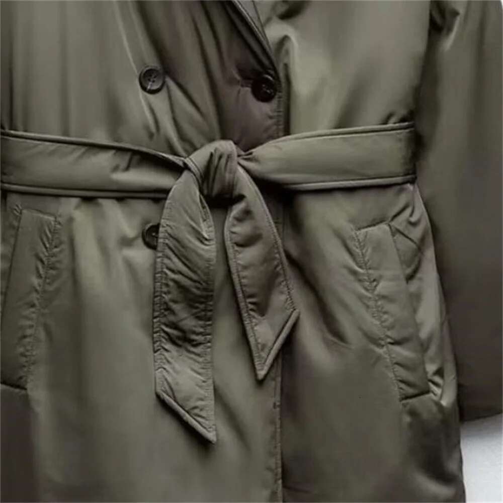 UNIZERA Autumn/Winter Product Women's New Fashion Casual Windbreaker Style with Belt Hooded Cotton Coat
