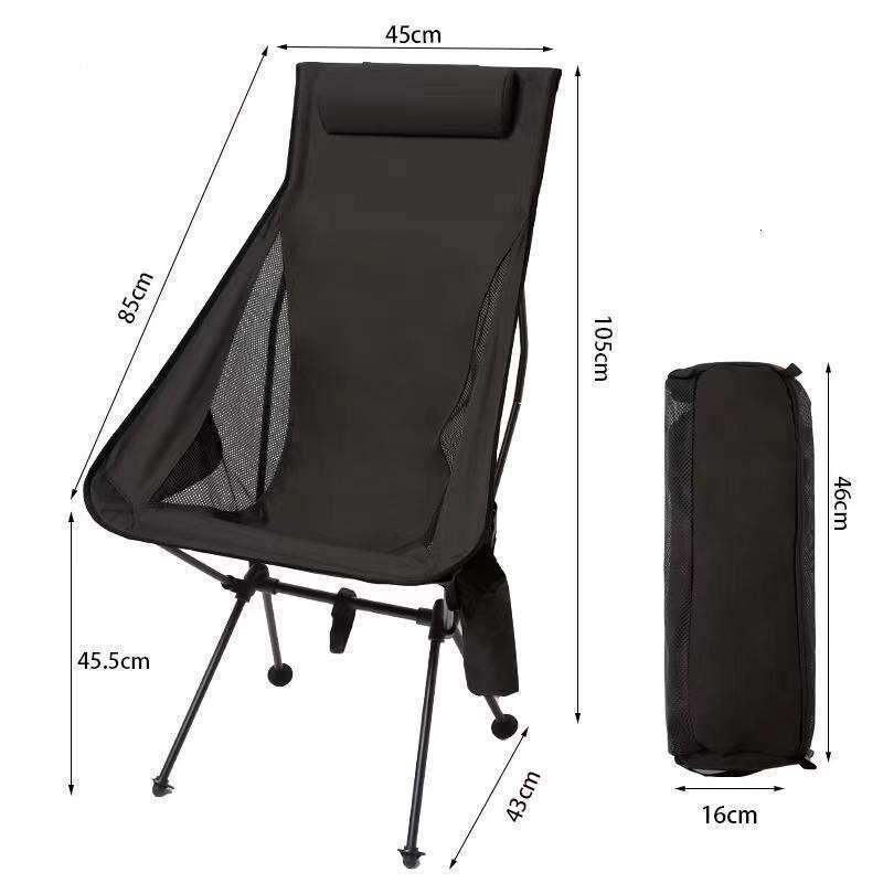 7075 Moon Lounge Outdoor Folding Chair, Convenient Cup Bag with Pillow, Available in Three Colors