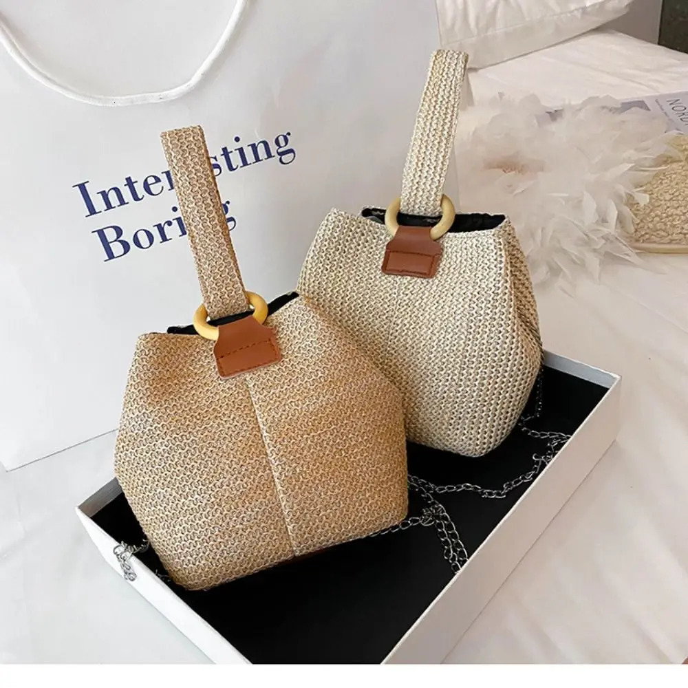 ner Women Bags Woven Handbag Summer Bucket Crossbody Chain Shoulder Bohemian Female Handmade Rattan Tote 250514