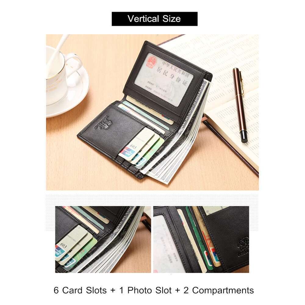 BISON DENIM Genuine Leather Brand Fashion Short Purses Coin Purse ID Credit Card Holder Slim Bifold Wallet Men N4437