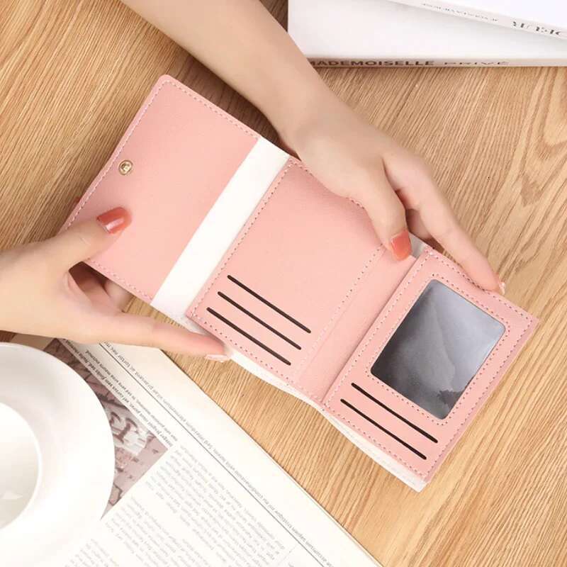 New Fashion Short Change Wallet For Women Japan Korea Style Female Mini Cute Cow Trifold Credit Purse Girls Card Holder Bag