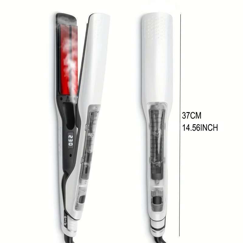 Steam Straightener Professional Electric Ceramic Wide Curling Flat Iron Hair Plates Lcd Display Hot Comb Straightening