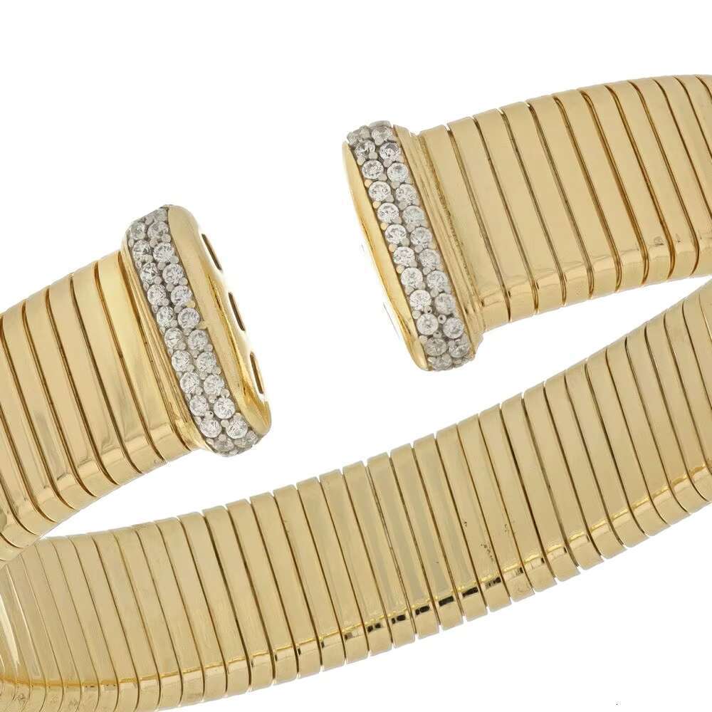 Made in Italy, gold cuffed bracelet with micro paving decoration, handmade, stylish and exquisite appearance