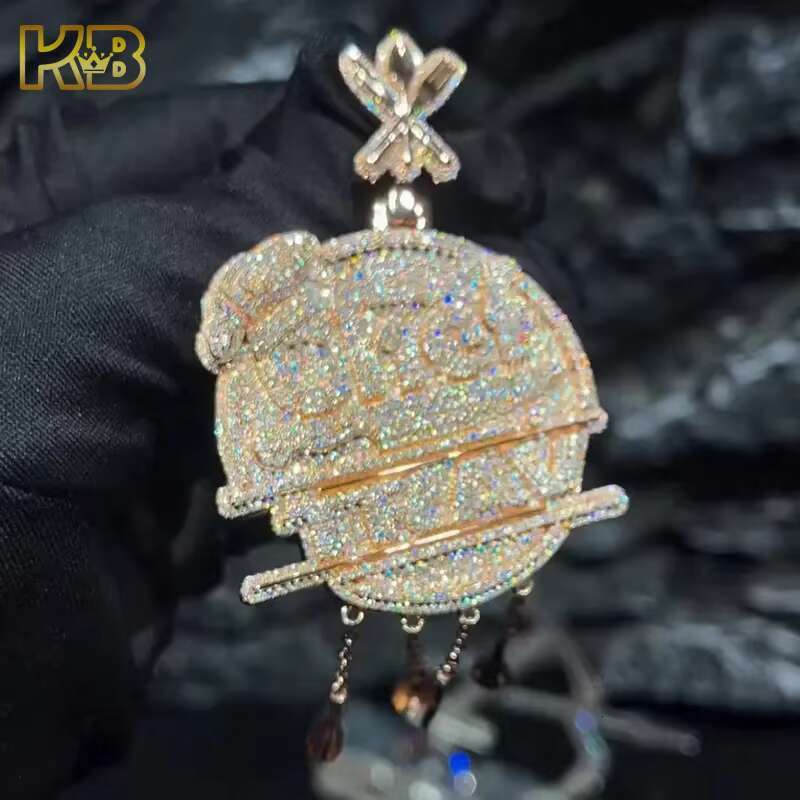 Custom Diamond Sterling Silver Iced Out Vvs Mossanite Hiphop White Font Hip Hop Sliver Moissanite Pendant Men Contact customer service for customizati
