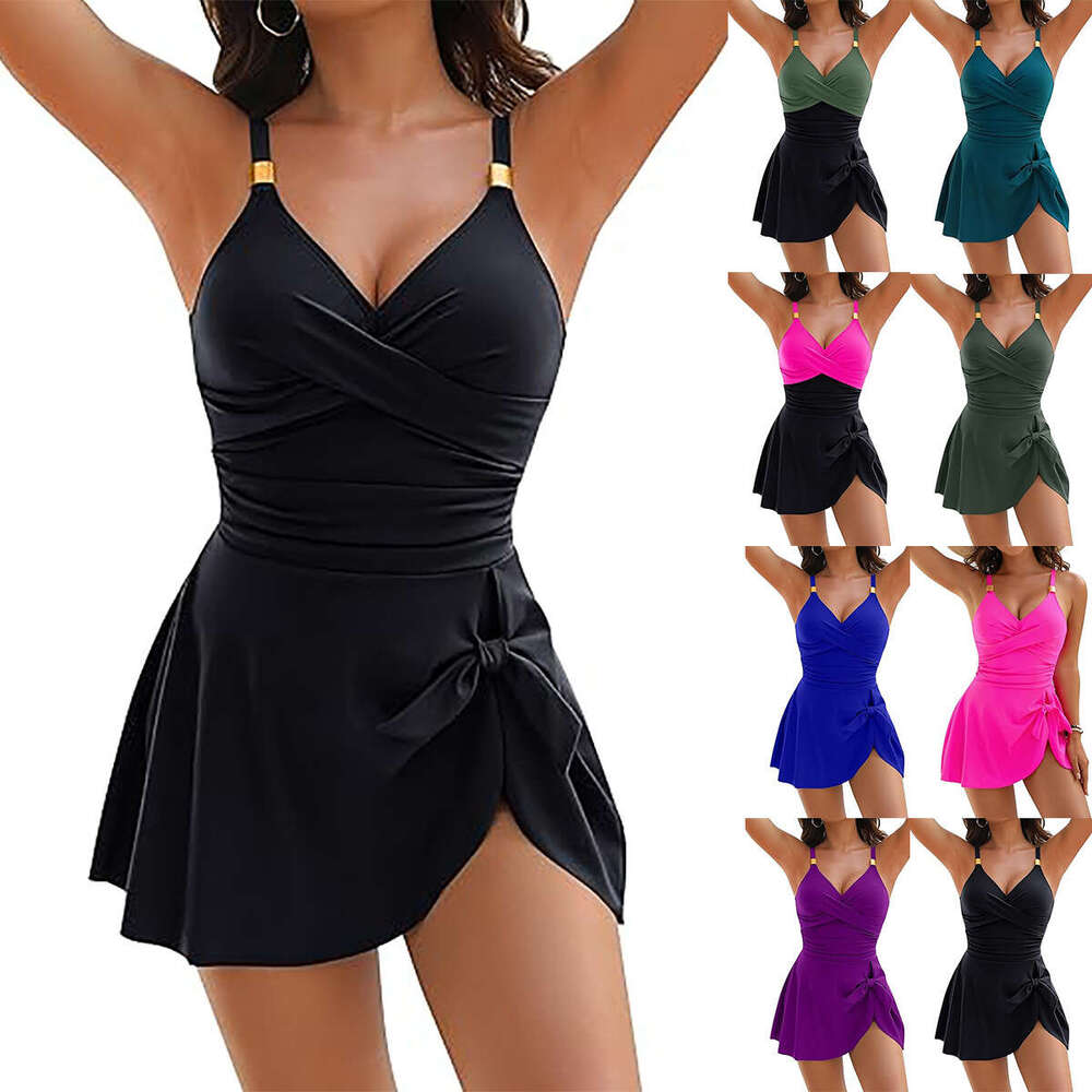 European and American one-piece women's tight fitting slimming cross backless sexy multi-color swimsuit 2025 new casual versatile fashion clothin