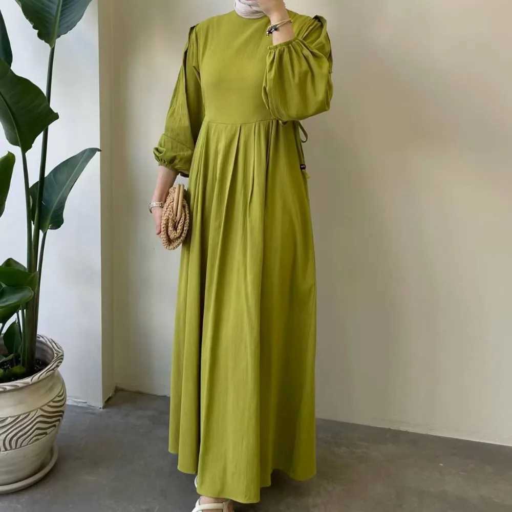 Eid Muslim Abaya Dress Women Modest Kaftan Jalabiya Lace Up Ramadan Morocco Dubai Abayas Islam Vestidos Arab Long Robe Dresses X250514