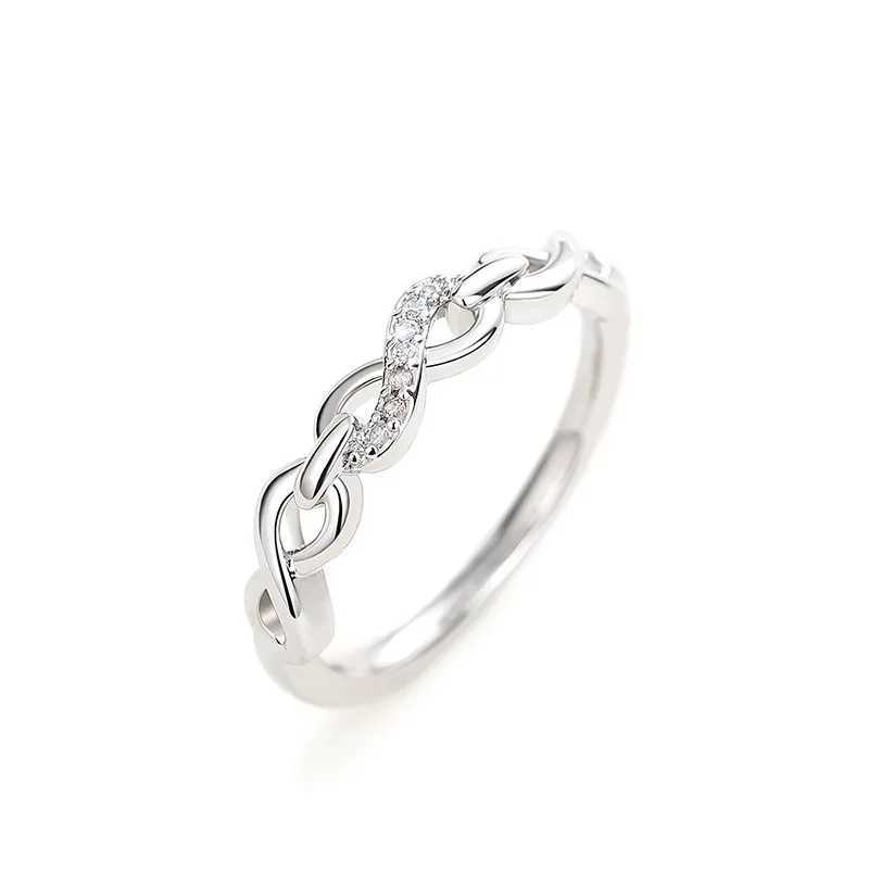 Simple Female Rings Genuine 925 Sterling Silver 8 Shed AAA Cubic Zircon Infinity Eternity Rings Jewelry Female Wedding GiftXJ250514