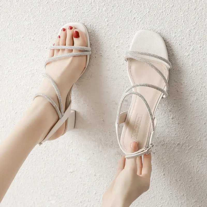 Women High Heels Sandals Summer Bohemia Rhinestones Open Toe Bling Sandals Female Outdoor Casual Beach Shoes W250514