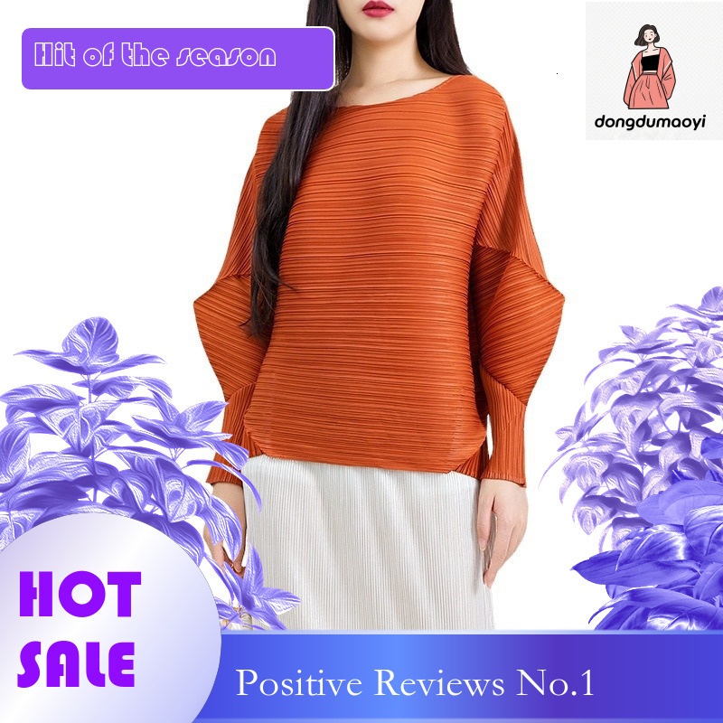 dongdumaoyi Miyake Design Irregular Top Women's Spring Autumn Style Simple and Loose Large Size Concealed Belly Reducing Wrinkle T-shirt