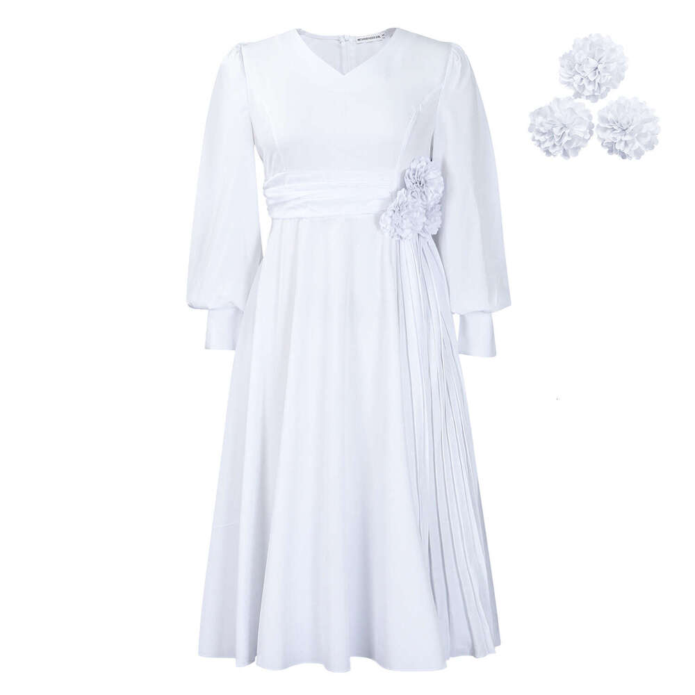 Women's Wear New Spring Fashion Temperament Elegant Solid Color A-Line Skirt Plus Size Dress