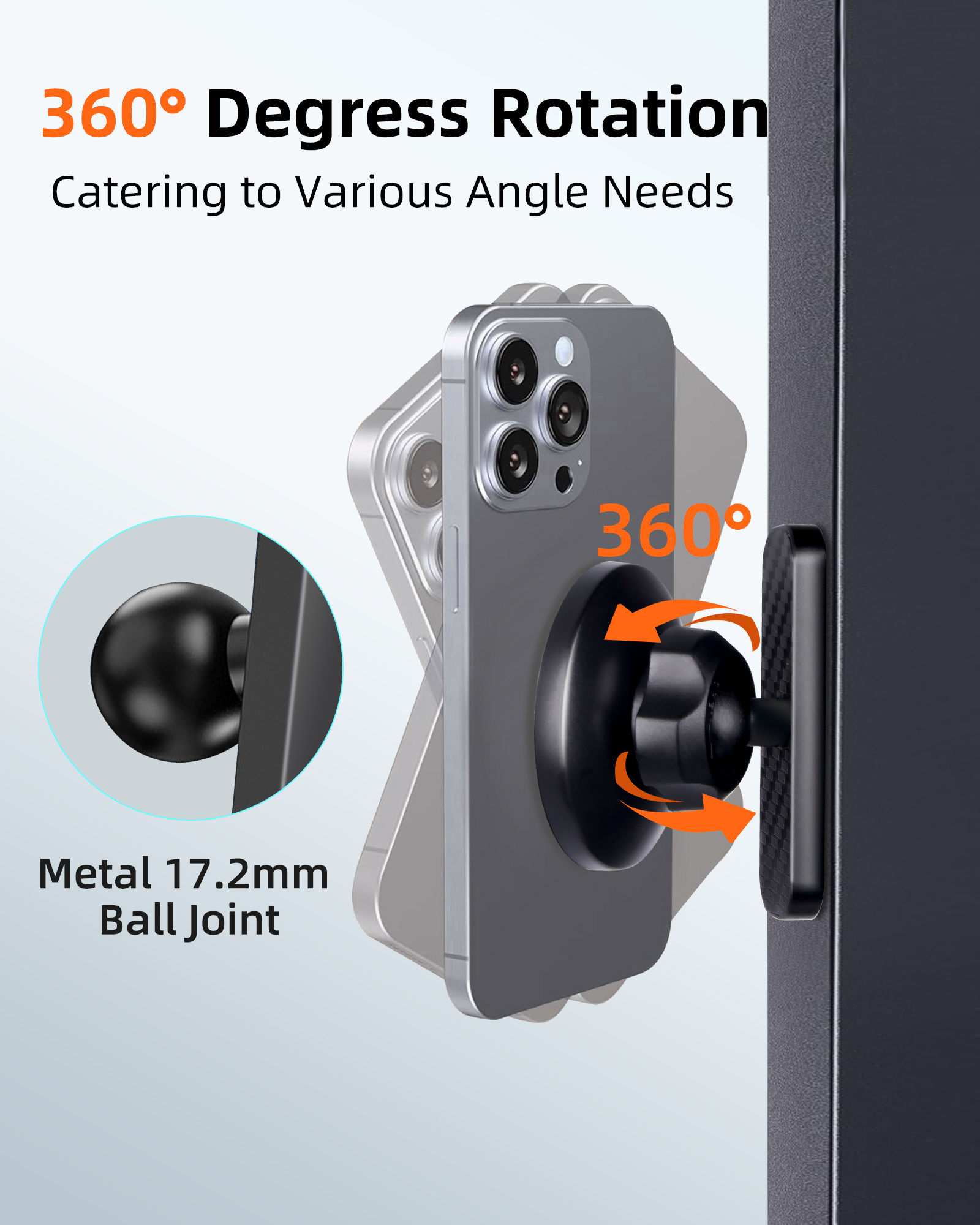Dual Magnetic Phone Holder for Gym,360 degree Rotating Gym Phone Mount for MagSafe, Strong Magnets Compatible with iPhone 16/15/14/13/12 Shoot Hands-F