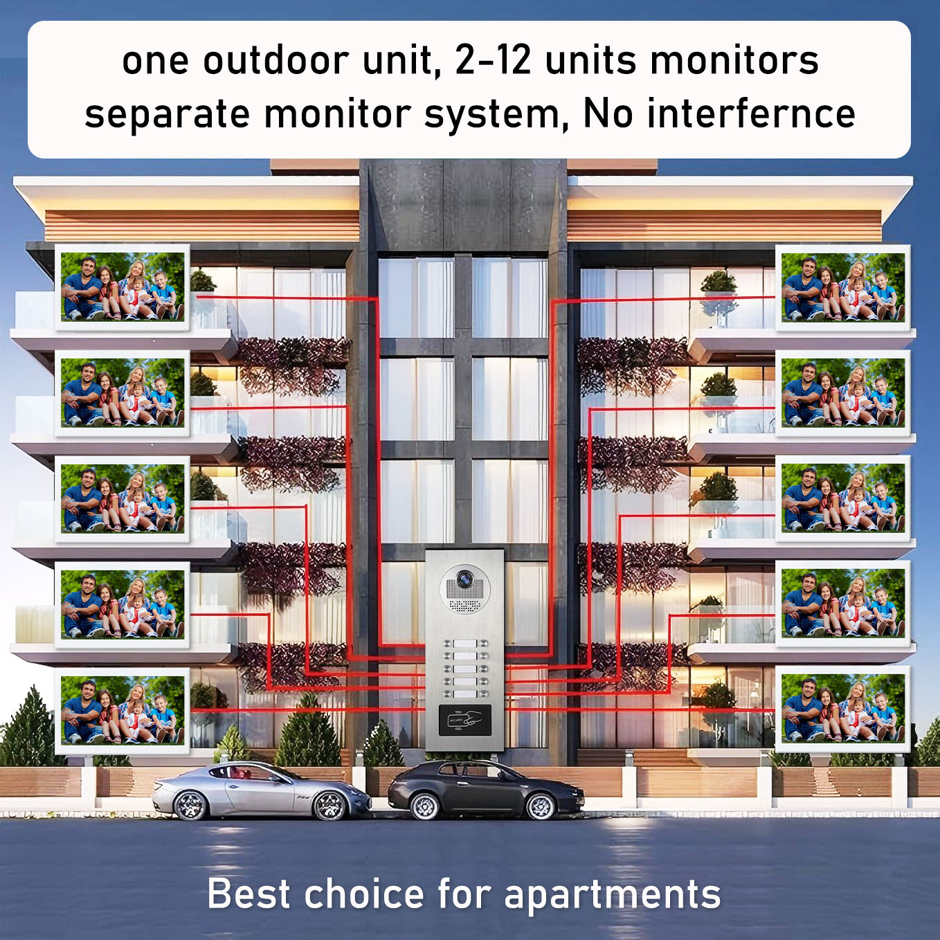 anjielo smart 1080p tuya building smart video doorphone for multiapartment metal doorbell video intercom system ahd 7 inch monitor