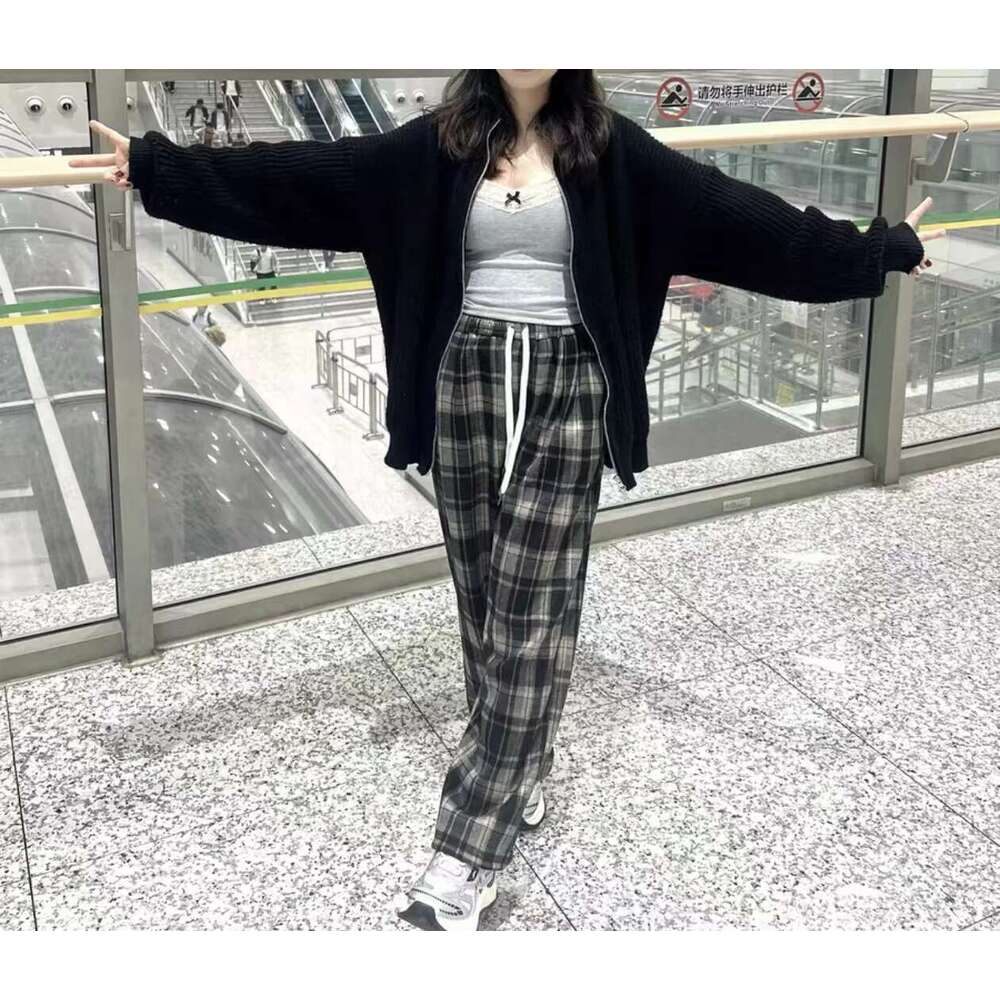 Plus Size Thicken Veet Women Winter New Arrivals High Elastic Waist Plaid Ladies Trousers Vintage Pants Female