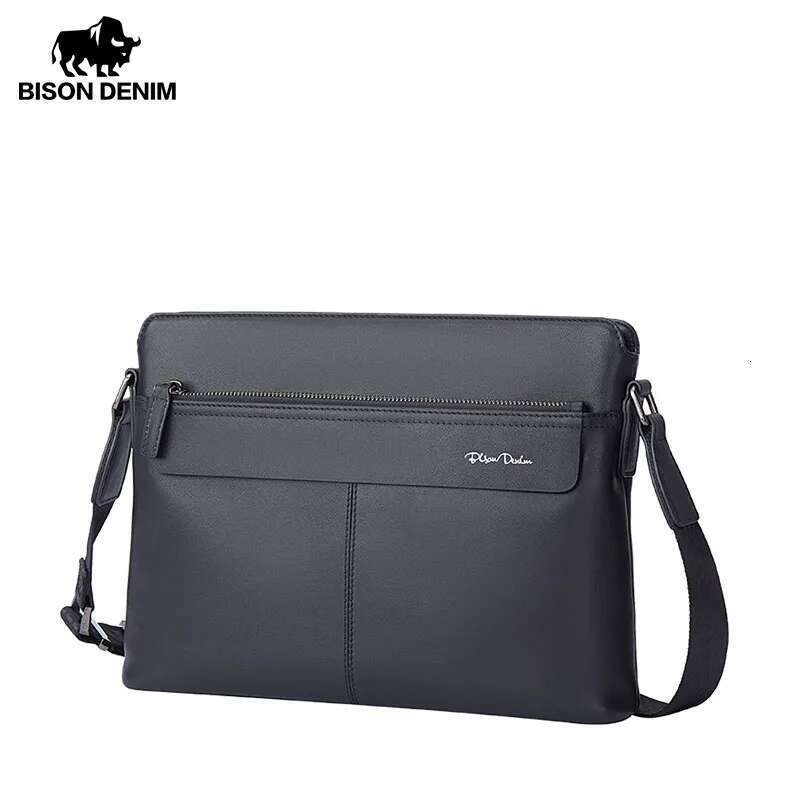 BISON DENIM Genuine Leather Shoulder High Quality Cowhide Crossbody Bag For Men Business Messenger Bags 2023 New