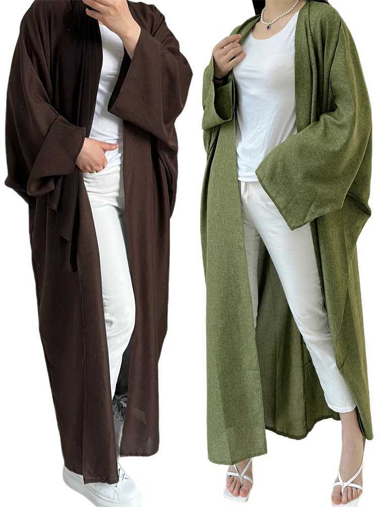 Eid Open Solid Color Batwing Abaya Dubai 2024 Modest Kimono Muslim Kaftan Dresses Abayas for Women Islam Ka Caftan Femmes X250514