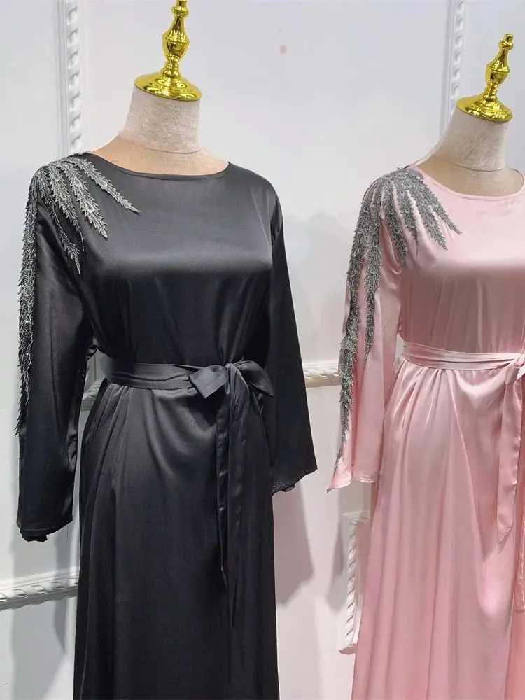 Ramadan Eid Satin Abaya Damen Luxury Islam Muslim Prayer Clothes Women Dress Ka Kaftan Robe Musulmane Caftan Marocain Femme X250514