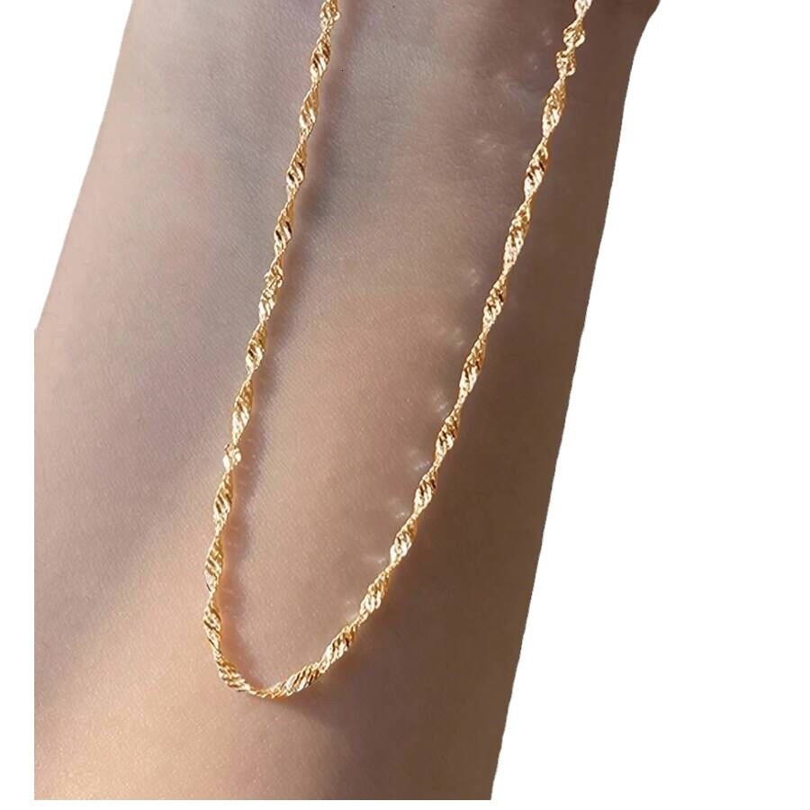 Jewelry fashion temperament twisted water wave women's extremely simple plain lock bone chain necklace accessories