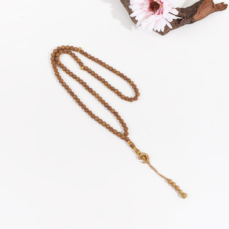 New Handstring Muslim Saudi Star Moon Imitation Wood 33 Praise Islamic Prayer Pilgrimage Beads