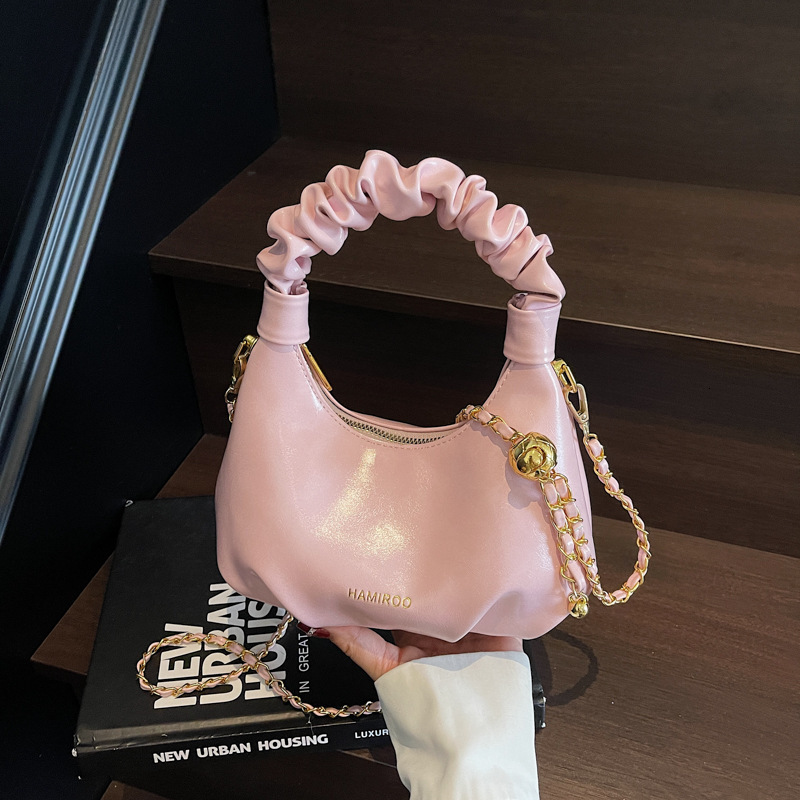 Niche handbag women's spring and summer 2025 new fashion chain shoulder crossbody pleated hand-held dumpling bag