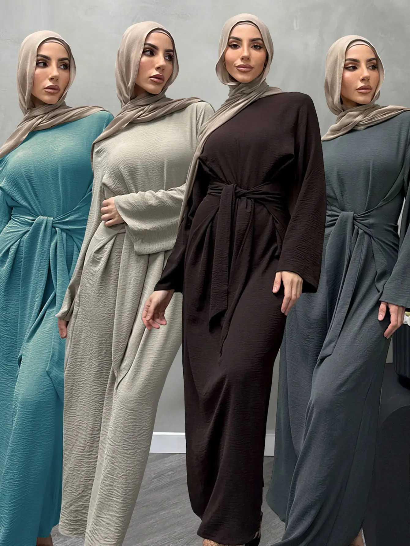 Modest Islamic Kaftan Dubai Turkish Robe Abaya Ramadan Eid Muslim Women Long Slve Dress Ramadan Traditional Arabia Plain Robe X250514