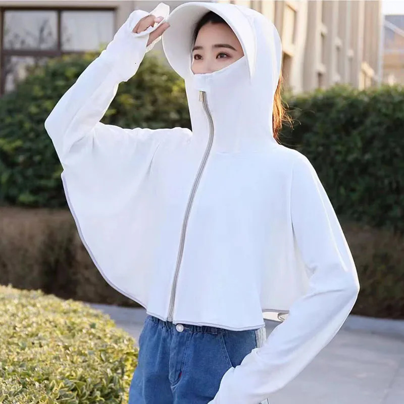Xpqbb Sun Protection Jackets for Women Summer Ice Silk Outdoor Sunscreen Hooded Coat Female Quick Dry Thin UV Proof Outwear 250513