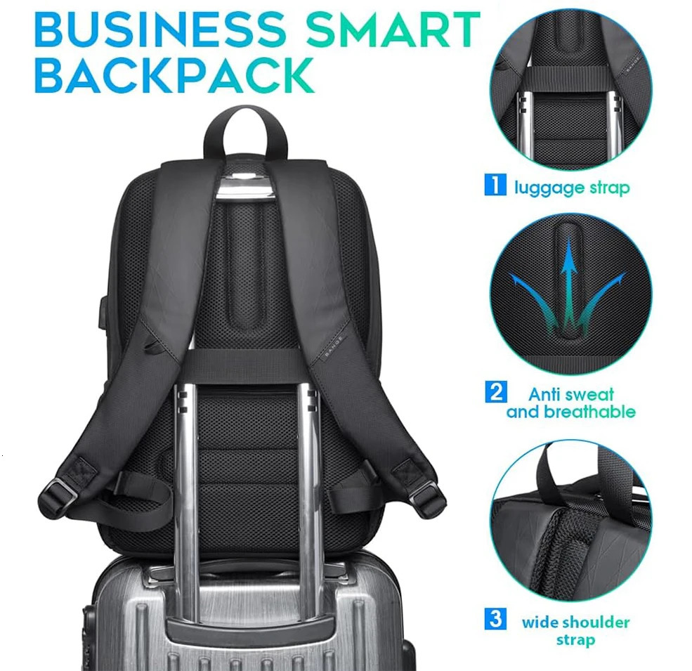 BANGE Travel Waterproof Backpack with USB Charging Port Fit 156 Inch Laptop Backpacks for Men and Women Teenager School Bags 250514