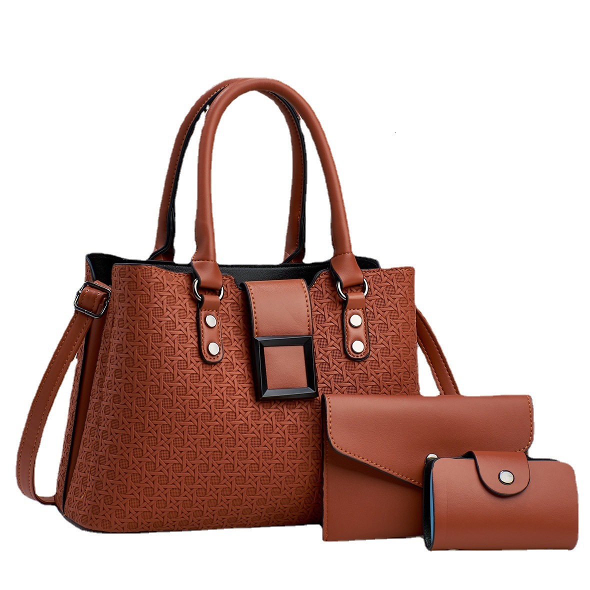 Free shipping 2025 new designer bag Three piece with texture large capacity, fashionable and atmospheric women's one shoulder crossbody