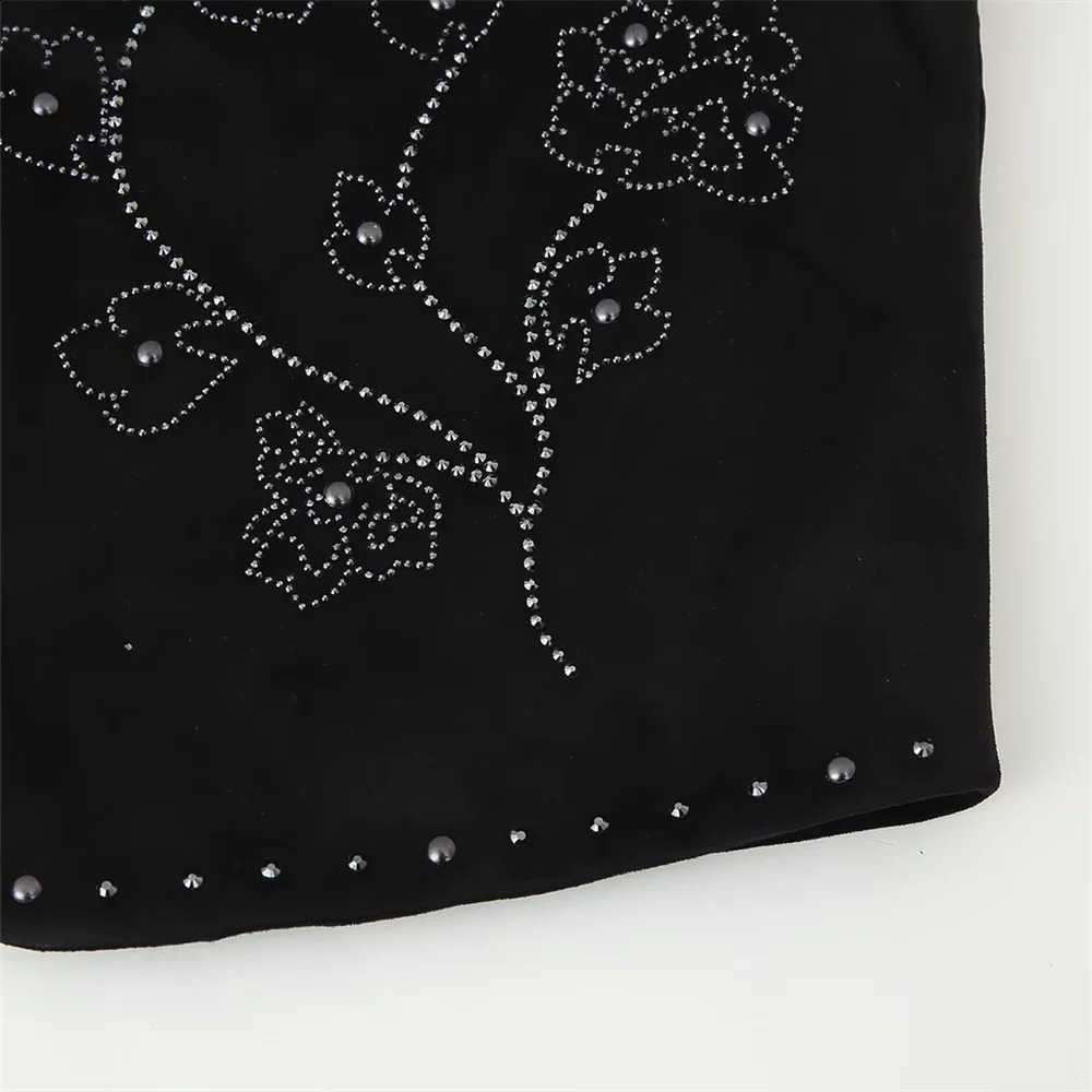 2025 Womens Clothing European and American Style n Bright Decoration Suede Texture Effect Tank Top 250506