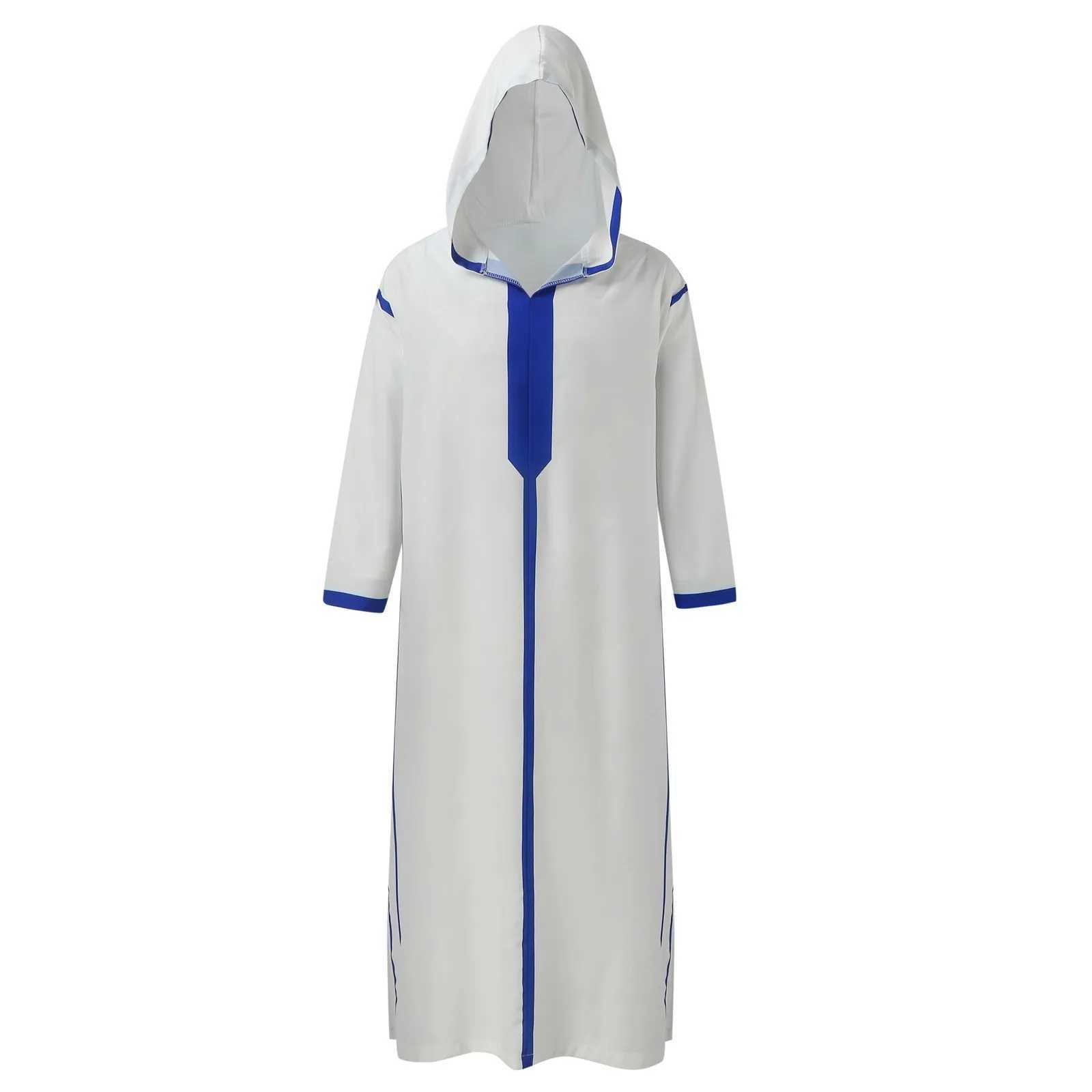 MenS Muslim Solid Colour Hooded Clothing Formal Shirt Jubba Thobes Homme Moroccan Kaftan Islamic Eid Prayer Long Robe Dress X250514