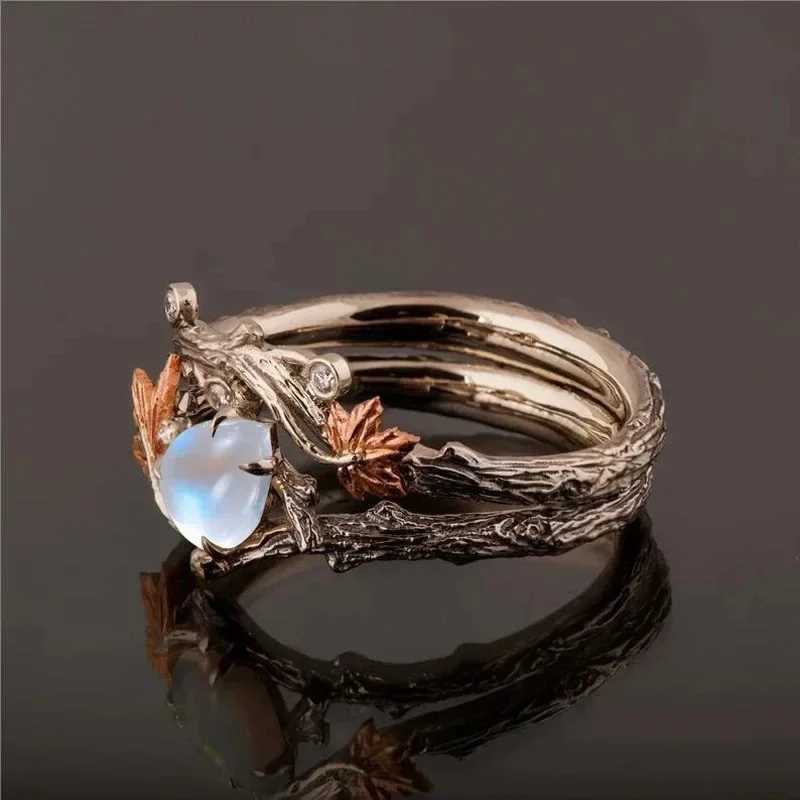 Vintage Golden Branch Mle Ring Double Layer Light Luxury Niche Design Ring Mothers Day Festival GiftXJ250514