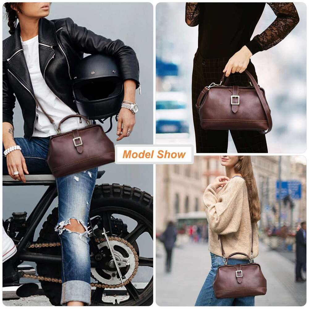 New leather suspender shoulder bag women's designer handbag women's handbag fashion women's doctor bag