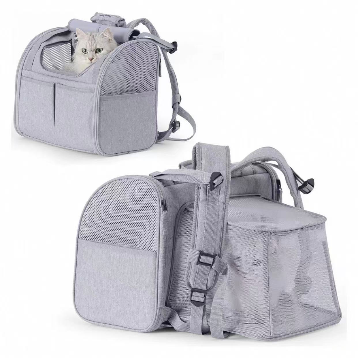 Pet backpack, cat bag, summer outdoor expandable portable backpack, large capacity breathable bag