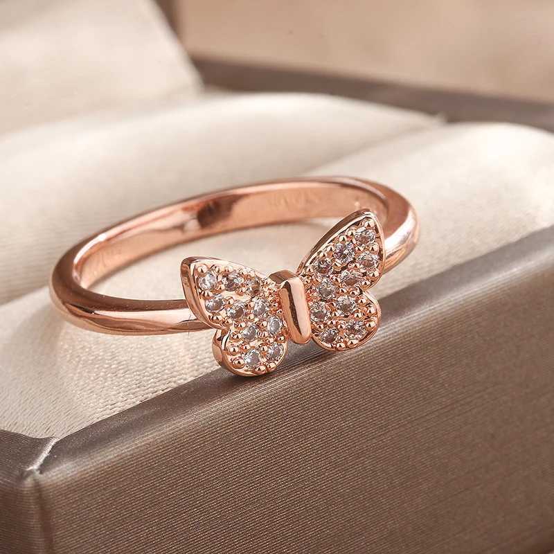 Stylish 925 Sterling Silver Butterfly Ring for Woman with AAA Zircon Exquisite Womens Jewelry Engagement Bride JewelryXJ250514