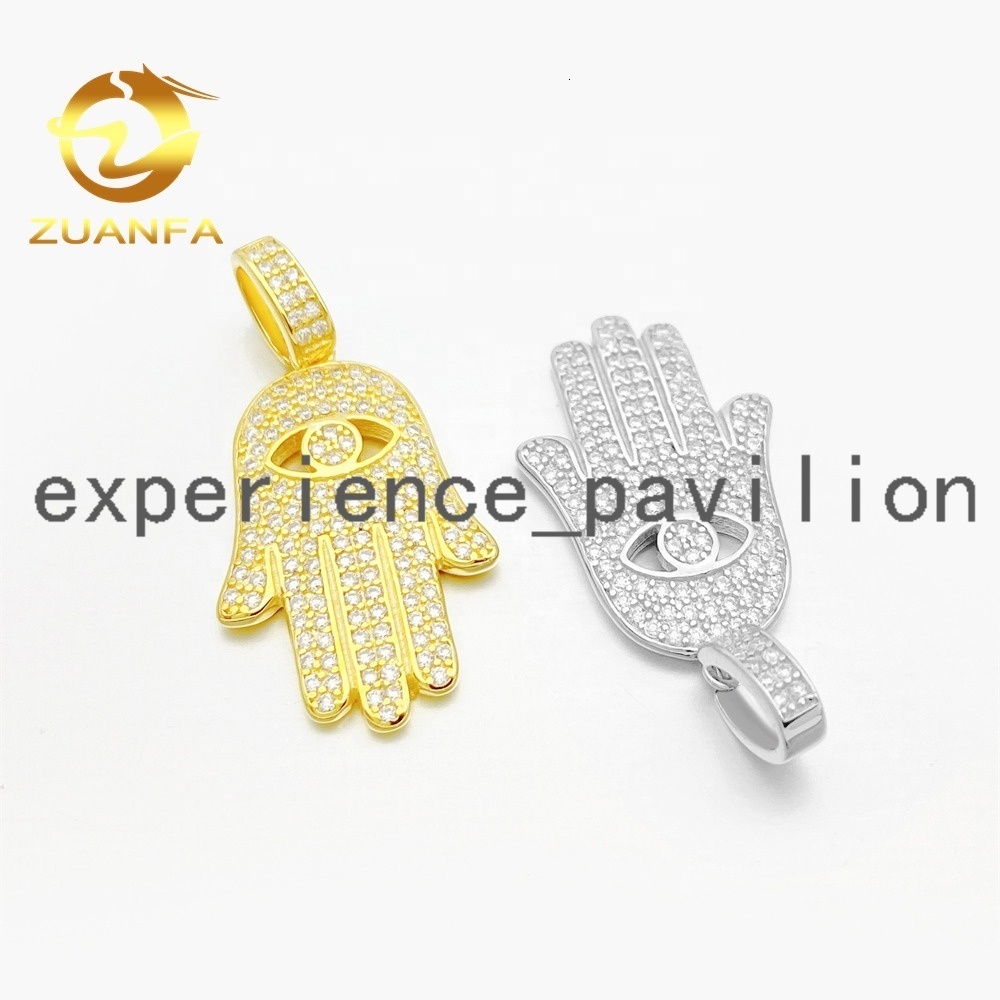 Wholesale Price RTS Silver Pendants Custom Hip Hop Iced Out Lab Diamond Vvs Moissanite Fine Jewelry Hand Pendant