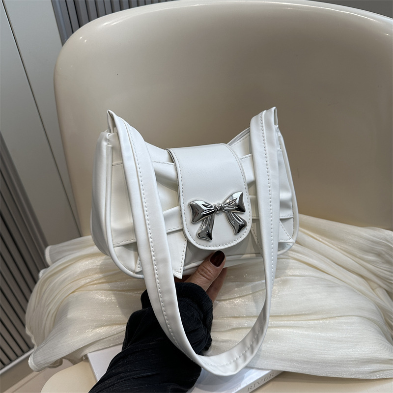 Free Delivery Designer Bag Korean Version Of Pleated Shoulder With Bow On Top Women's New Versatile Instagram Underarm For Spring And Summer 2025