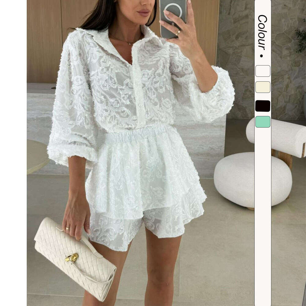 Sets for Women Outfits 25 Year Summer Lace Hollow Out Casual Long Sleeved Set -68689 Washable Gentle Wind Leisure Time Business Affairs New Product
