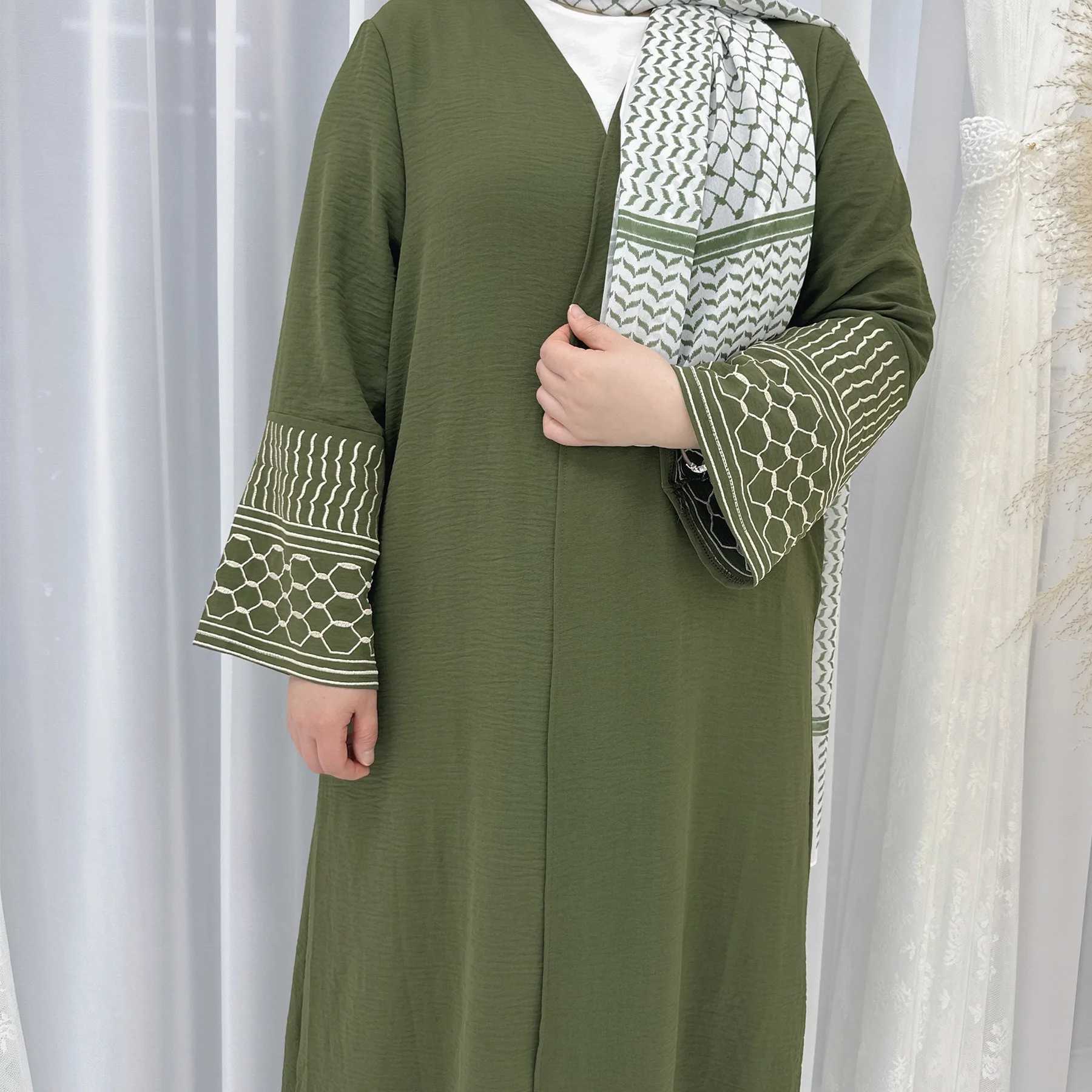 New Arrivals Muslim Clothing Open Cardigan With Belt Dubai Abaya Embroidery Palestine Abaya Design Women Abaya Muslim Dress Robe X250514