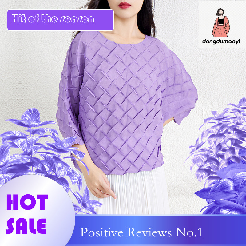 dongdumaoyi Bat loose oversized slimming pullover for autumn luxury, three bedroom seven quarter sleeve round neck top, t-shirt, women's