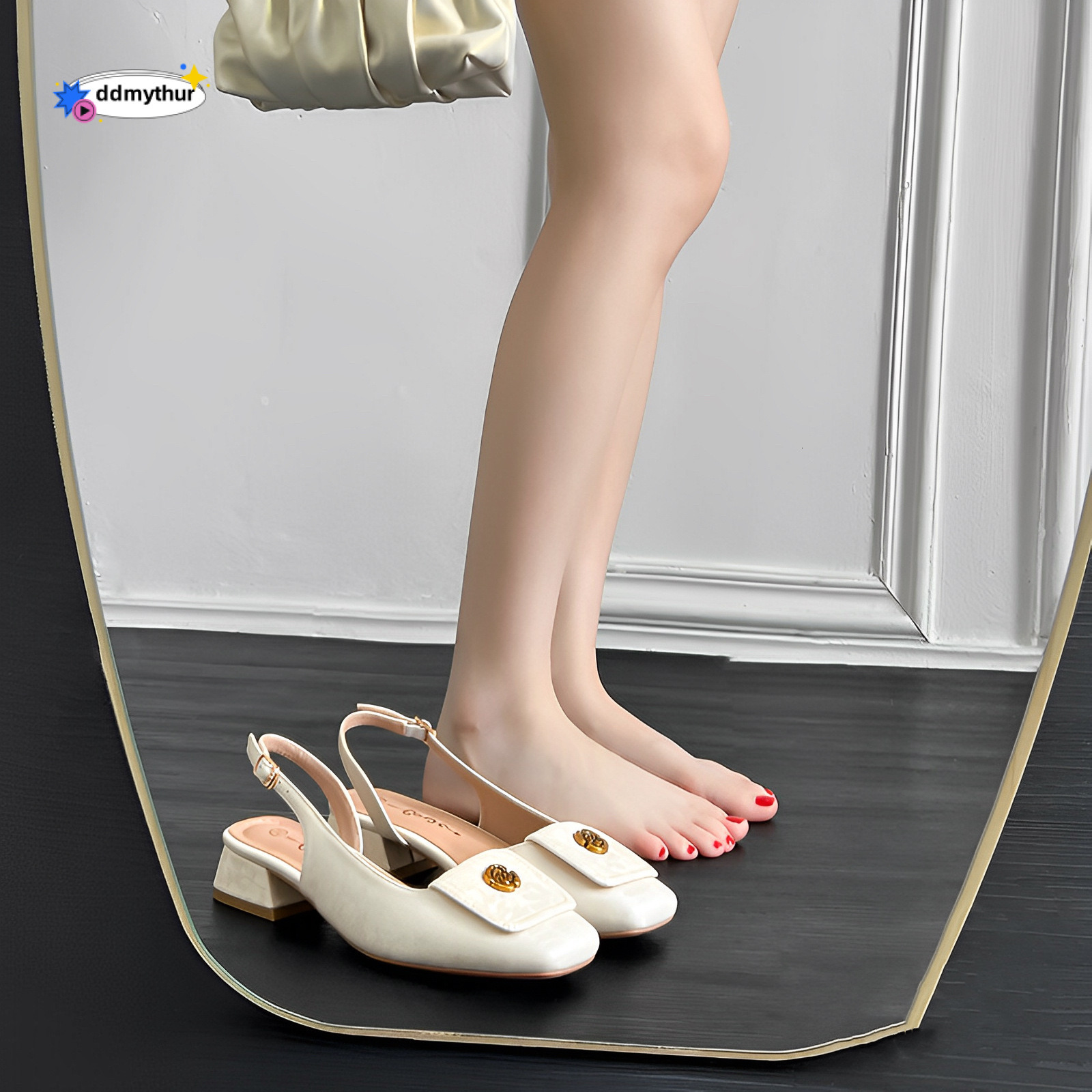 Genuine leather~Exquisite and luxurious Chinese style camellia toe cap sandals for women's summer 2024 new mid heel evening shoes ddmythur