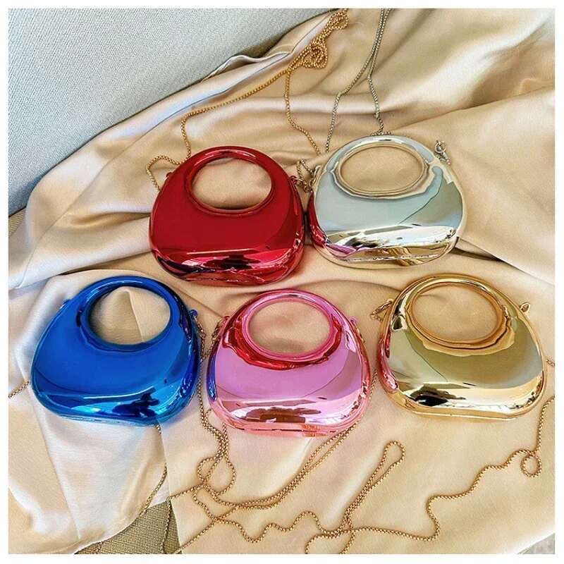 Hot Selling Crossbody New PVC Metallic Luster Half Moon Party Banquet Women's Bag Handbag Bolso De Mujer
