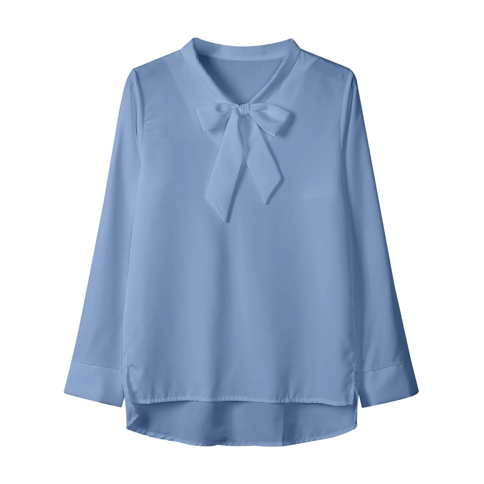 Female Elegant Shirt Womens Solid Color Long Sleeve Business Bow Ribbon Blouse Women Slimming Senior Sense Tunic Tops for Work 250513