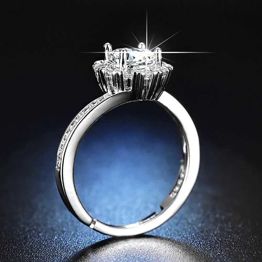 Luxury 925 Sterling silver pretty shining Crystal Rings for women Adjustable size fashion party wedding Accories Jewelry giftXJ250514