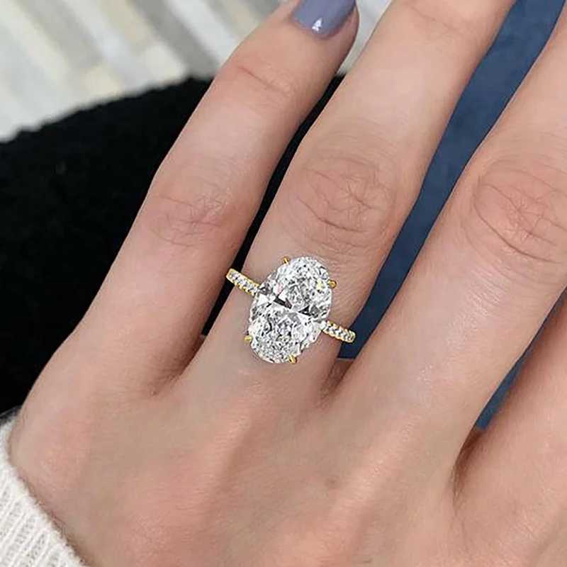 925 Sterling Silver Zirconia 1-4.5CT Gorgeous Shiny Oval Stone Ring For Women Engagement Wedding Luxury High Quality Fine JewelryXJ250514