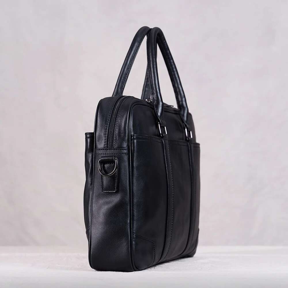 Genuine Leather Casual Men Handbag Man Briefcase Business Shoulder Large Capacity Crossbody 15.6 Inch Laptop Office Bags NUPUGOO